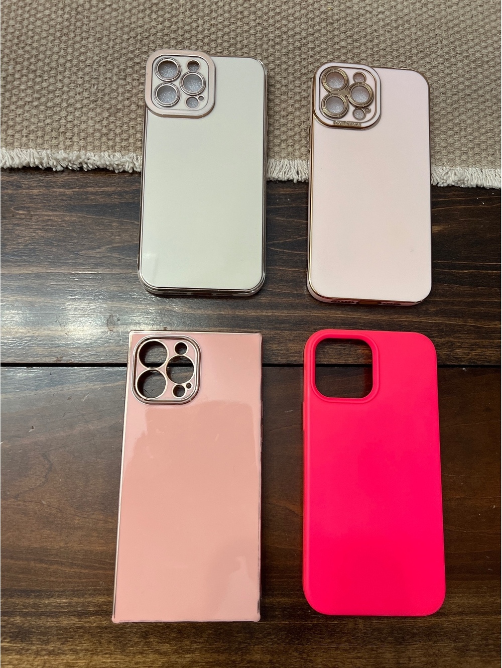 Set of 4 Apple iPhone pro max 13 Cases - White, Pink, Rose Gold, Neon Pink